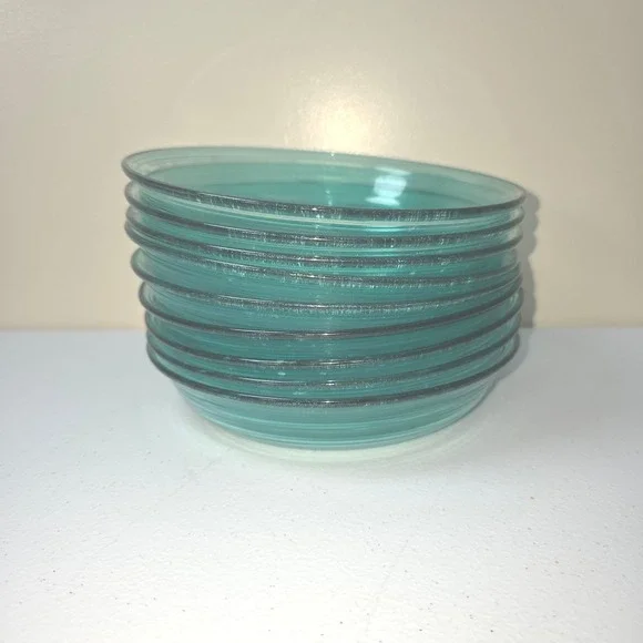 Arcoroc Aqua Spiral Glass Dinner Plates 9 3/4" Set of 9 Restaurant Ware France - Picture 5 of 5